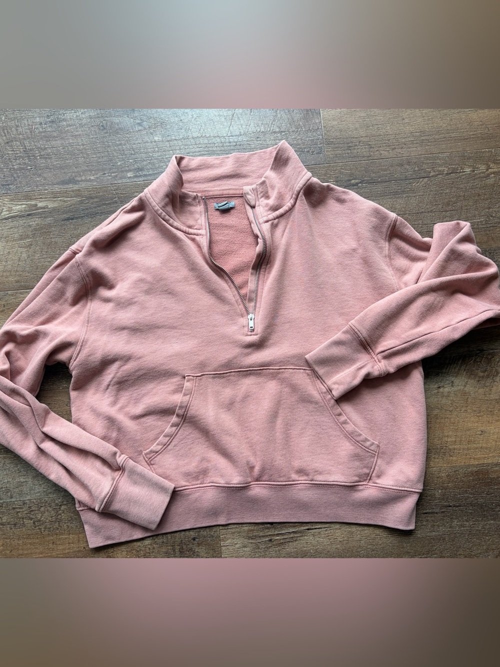 Aerie Quarter-Zip Sweatshirt in Dusty Pink